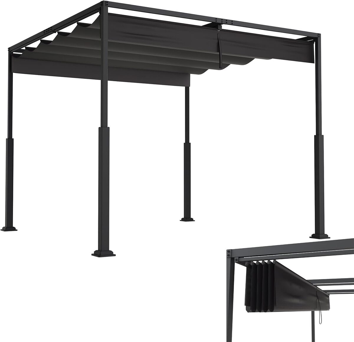 Test : pergola LZQ 3x3 m, cadre acier et toit ouvrant