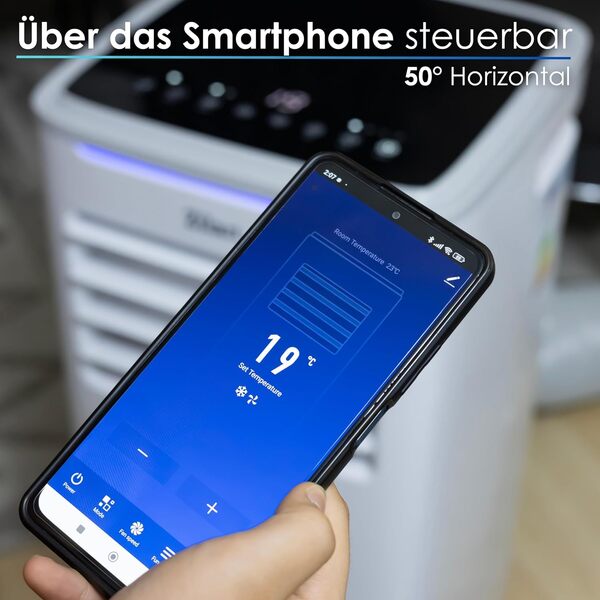 Aircooler Joint de fenêtre mobile WiFi 3 en 1 avec tuyau d'évacuation, télécommande, minuterie 24 h, 9000 BTU, 3 modes, climatiseur portable, refroidisseur d'air, climatisation [Classe énergétique A]