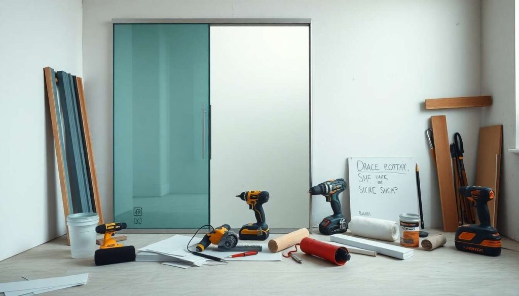 Installez une verrière en acier sur cloison en plaques de plâtre