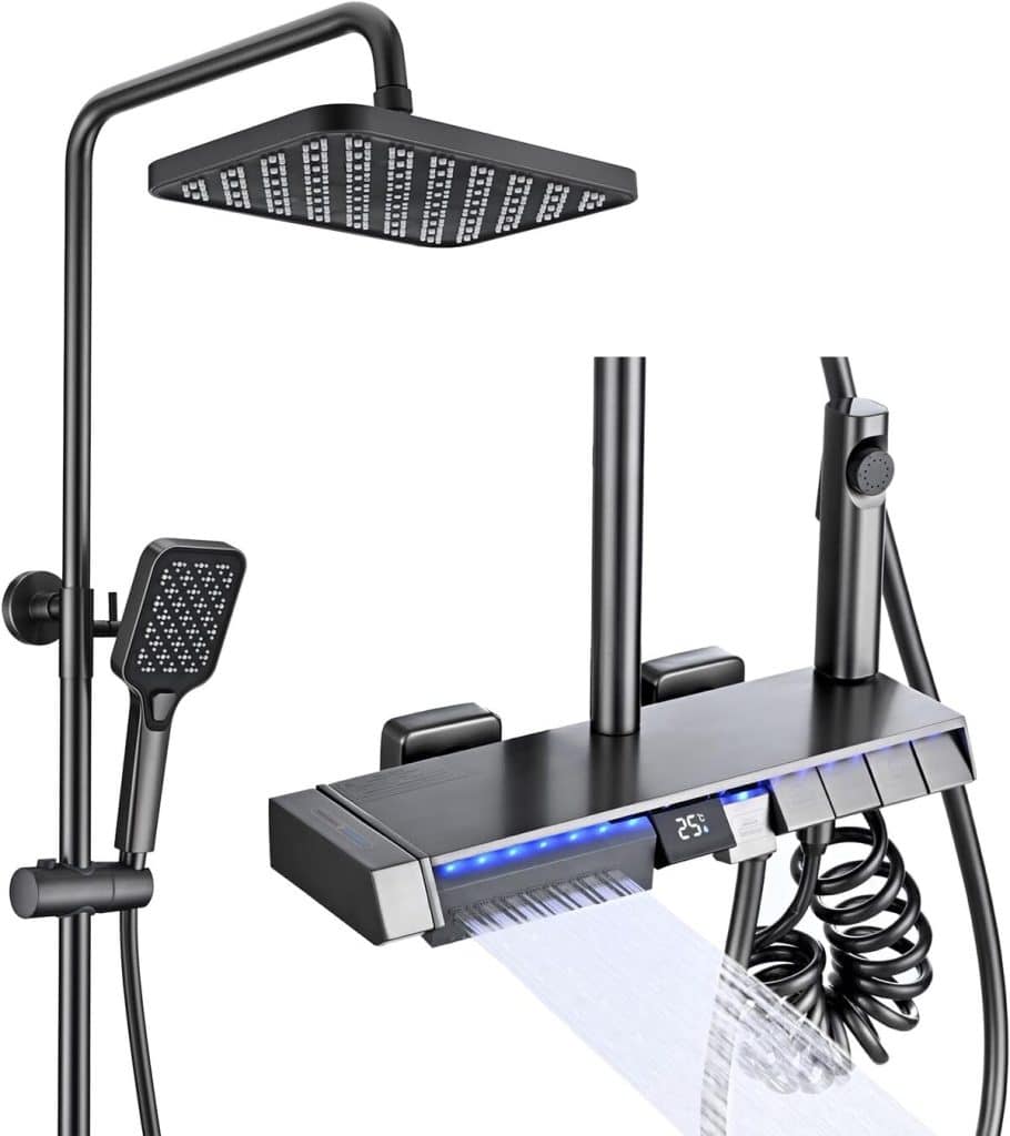 Test de la colonne de douche thermostatique avec affichage LED et douche massante