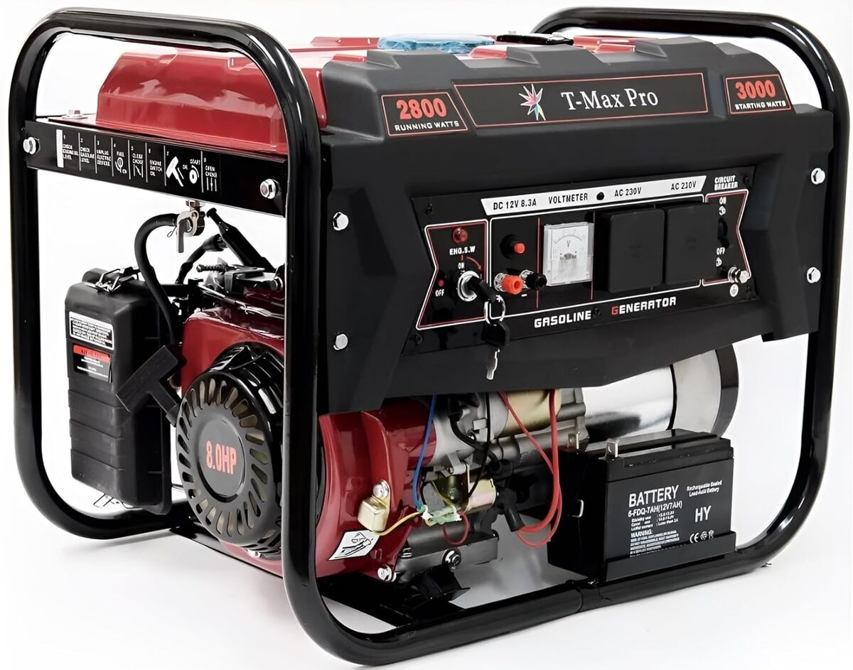 Test du générateur d'essence portable T-MAX 6000-WE 3, 2 KVA 8 HP