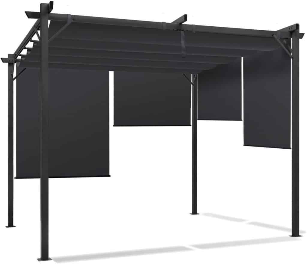Test IDMarket - pergola toit rétractable 3x3 M et stores gris anthracite