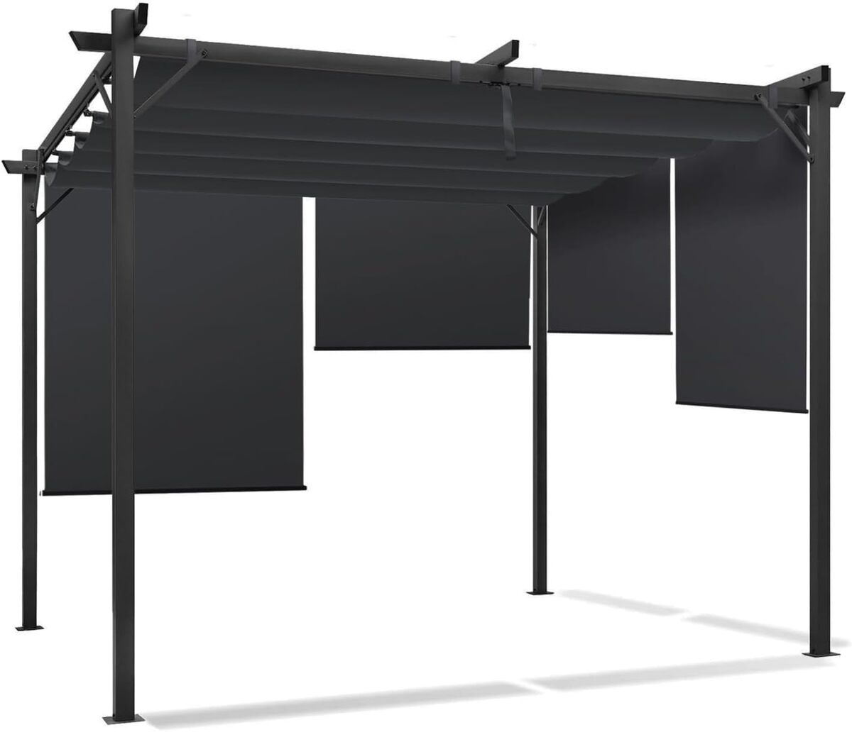Test IDMarket - pergola toit rétractable 3x3 M et stores gris anthracite