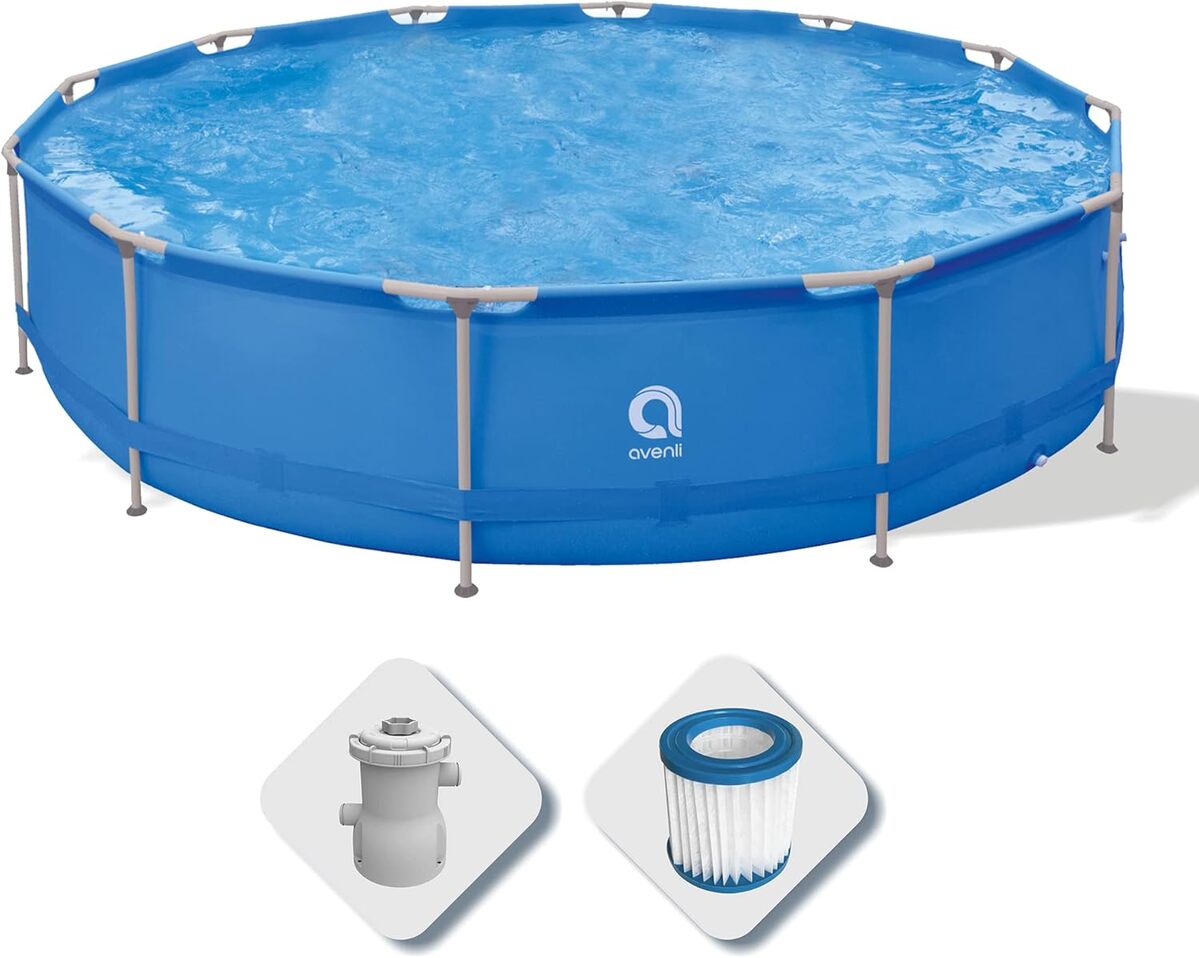 Test : piscine ronde Avenli bleue avec structure