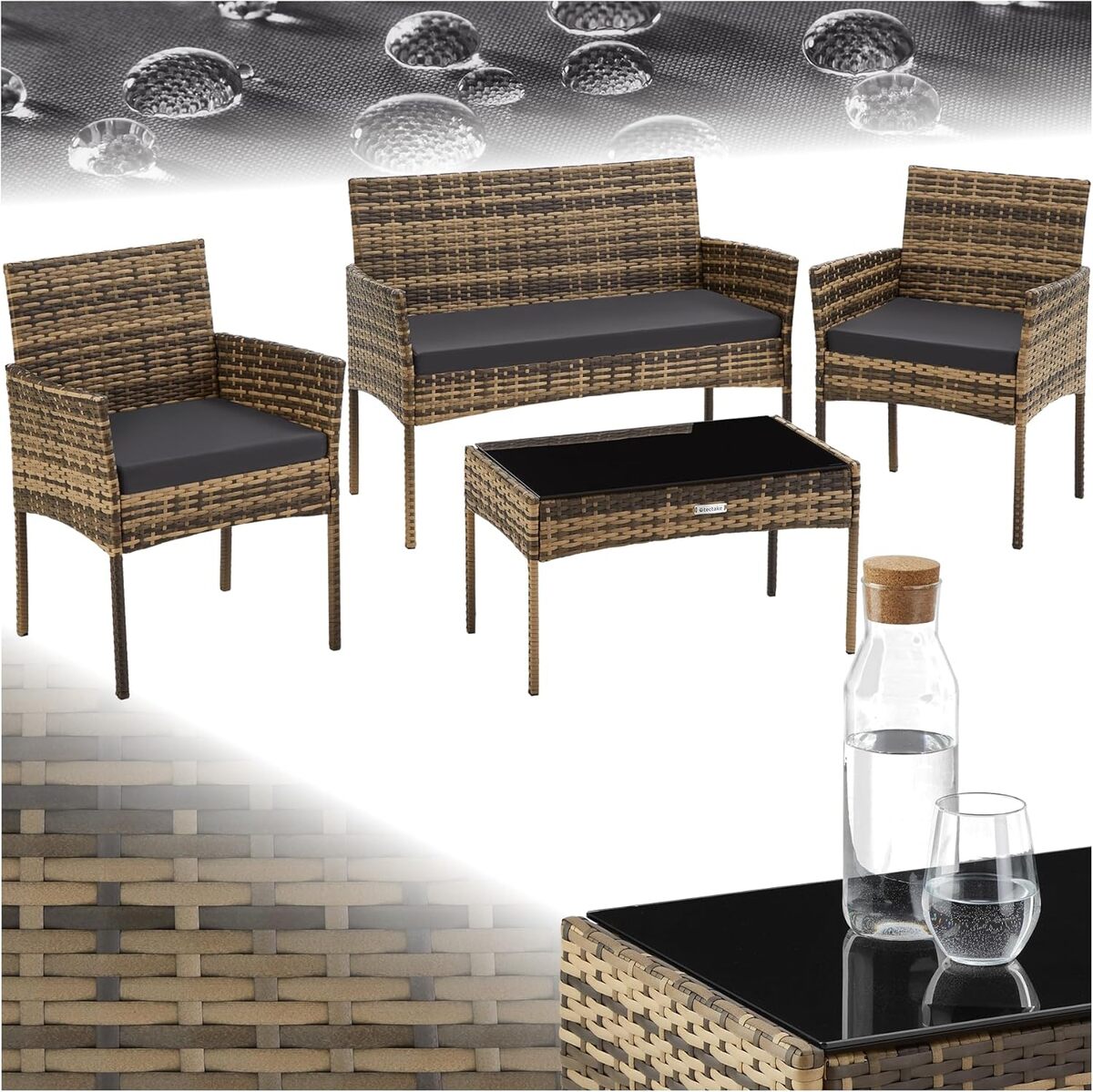 Test : salon de jardin TecTake® en résine tressée, ensemble complet