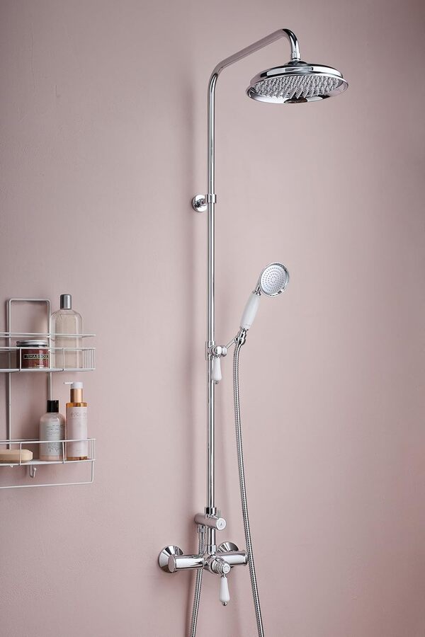 Jacob Delafon - Colonne de douche Louise - Mécanique - Design Rétro - Économie d’eau - Installation facile - 53x22x128,90 cm - Finition Chrome - E24368-CP