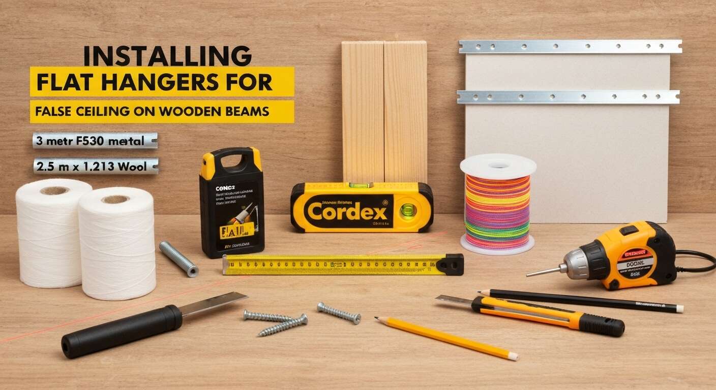 Installer des suspentes plates pour faux plafond sur poutres en bois