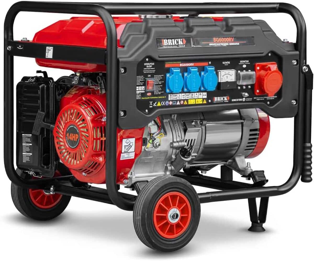 Test : groupe électrogène puissance max 6000W avec roues Brick
