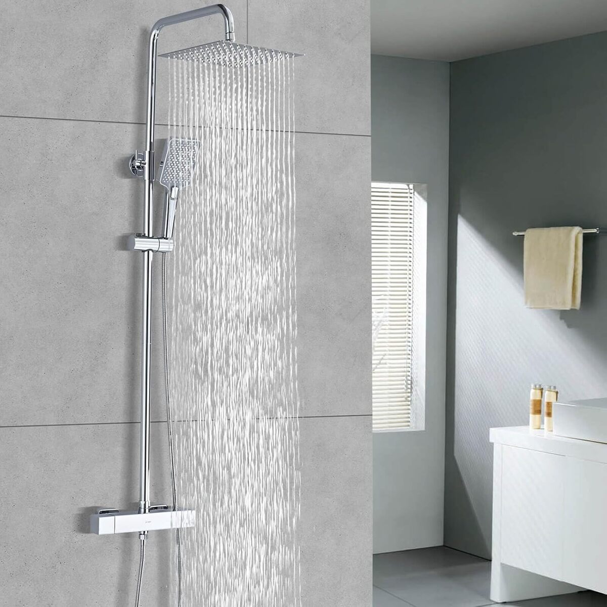Test : colonne de douche DETBOM économie d'eau avec mitigeur thermostatique