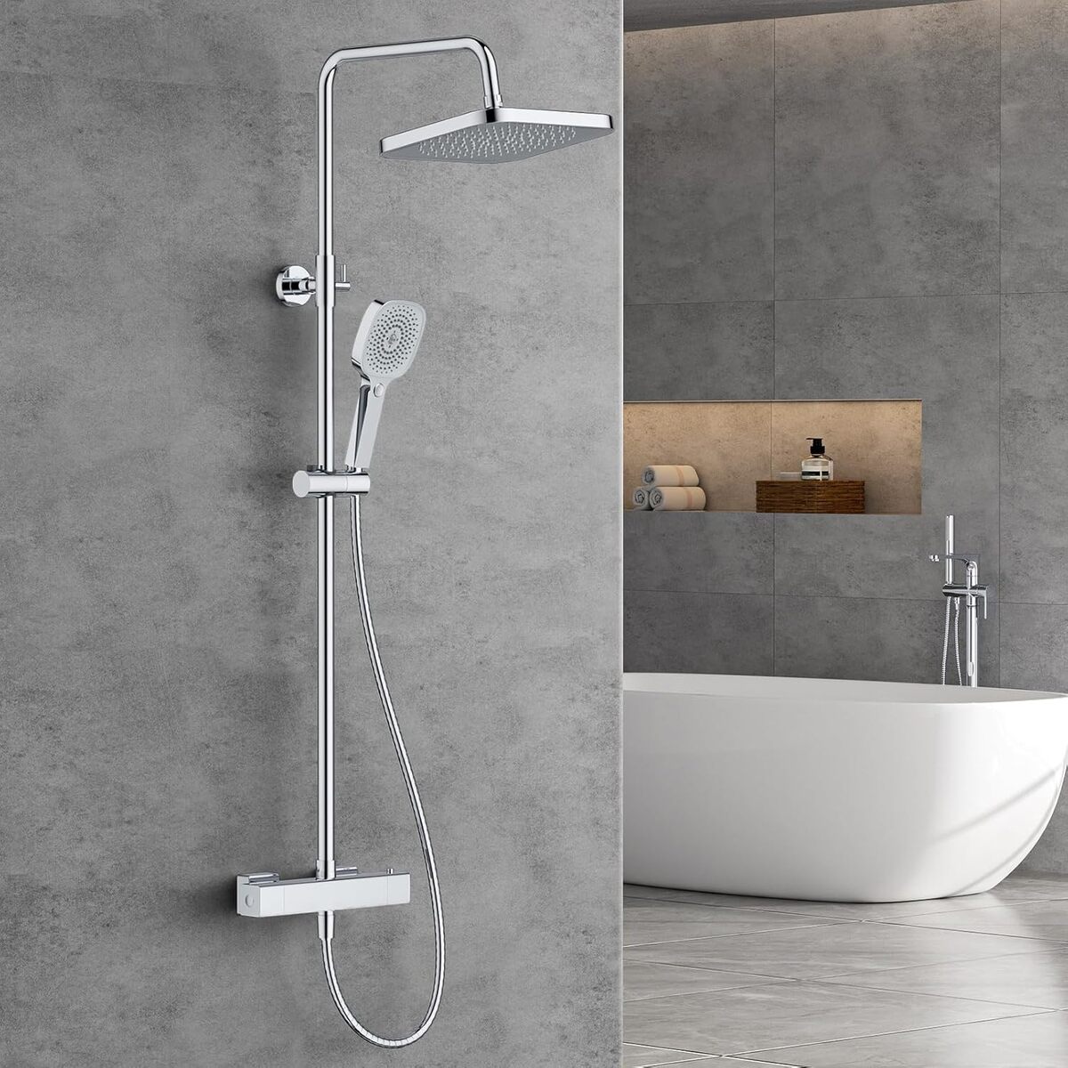 Test de la colonne de douche thermostatique Forious : ensemble en acier inoxydable
