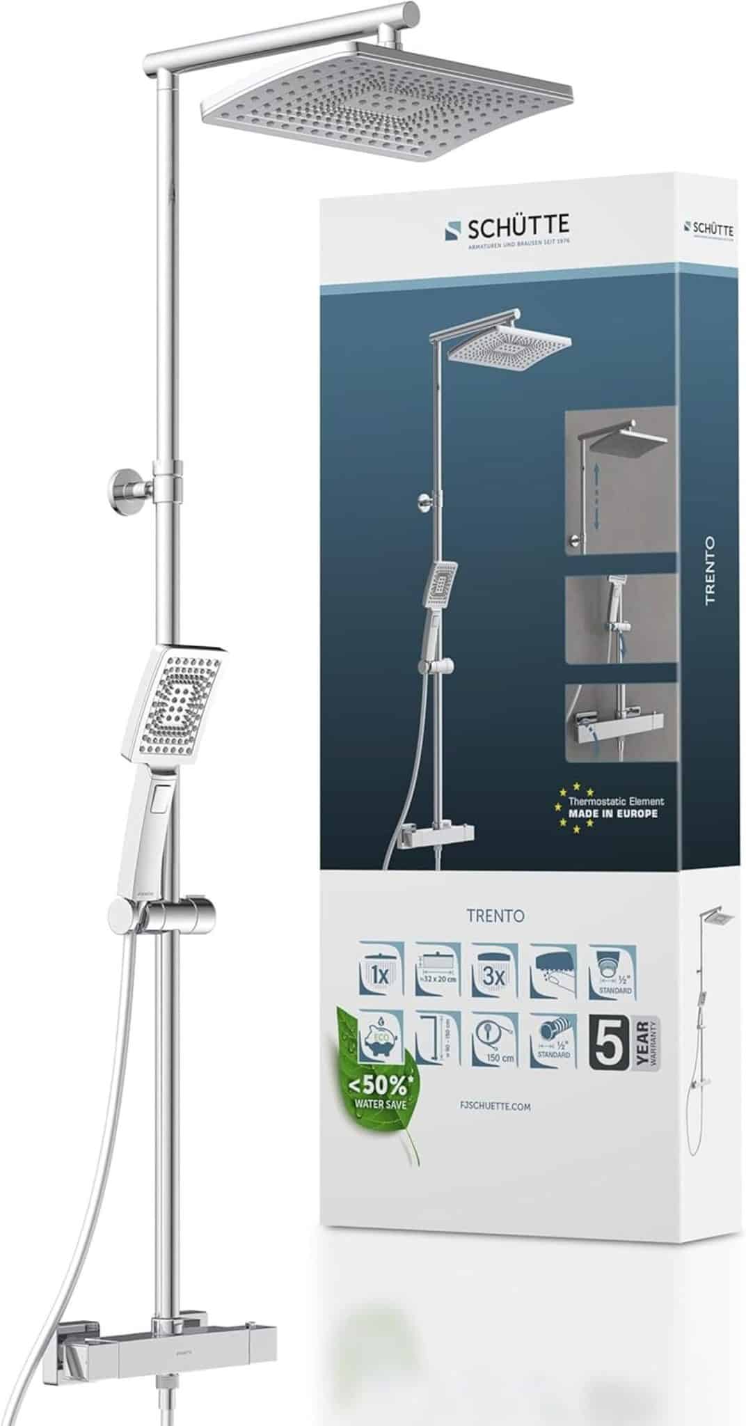 Test du système de douche Schütte Trento 60140 : effet pluie et douchette réglable