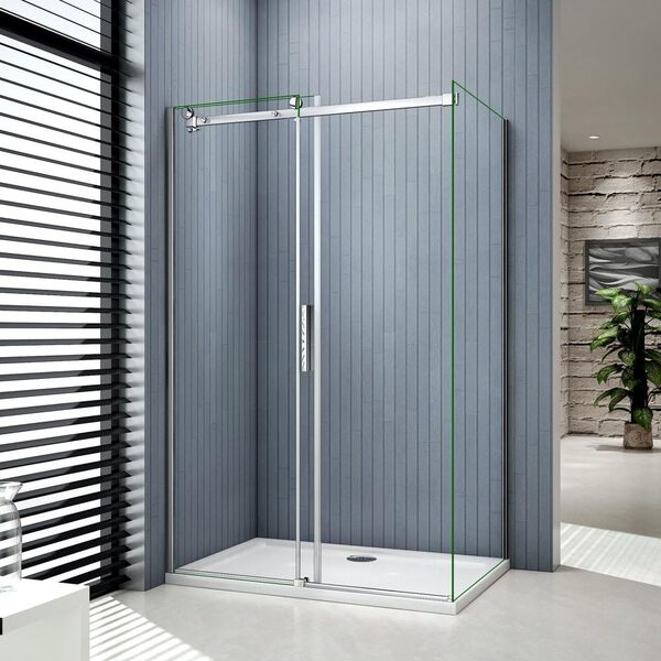 Porte de douche coulissante 120x90x195cm cabine de douche verre anticalcaire paroi de douche