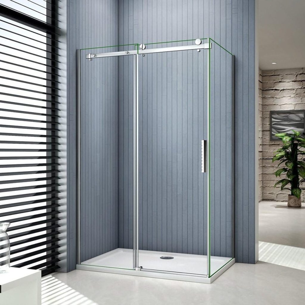 Test : porte de douche coulissante 120x90x195cm en verre anticalcaire