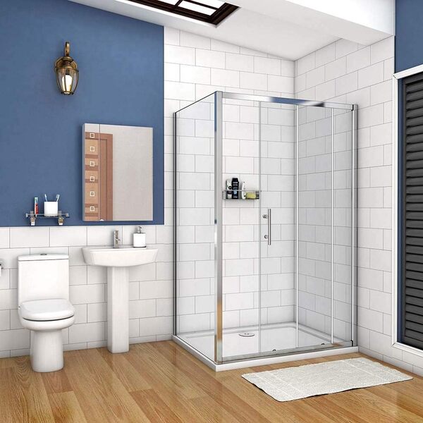 AICA cabine de douche 100x70cm porte coulissante plus une paroi latérale hauteur :190cm