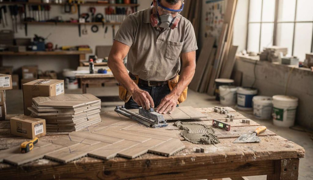 Maîtriser la Découpe de Carrelage Imitation Parquet en Chevron