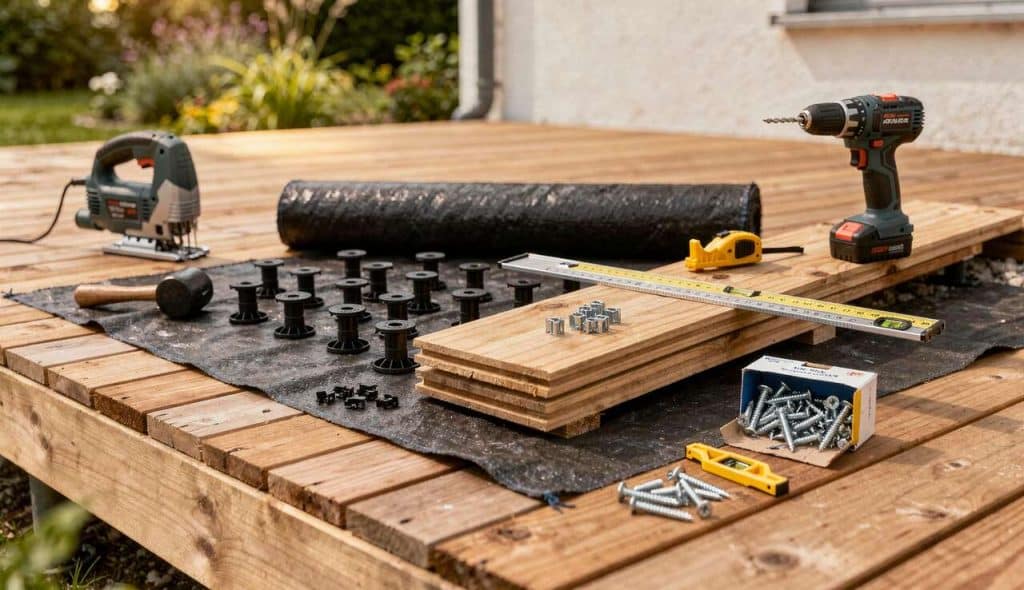 Terrasse en bois : guide d'installation des lambourdes et plots