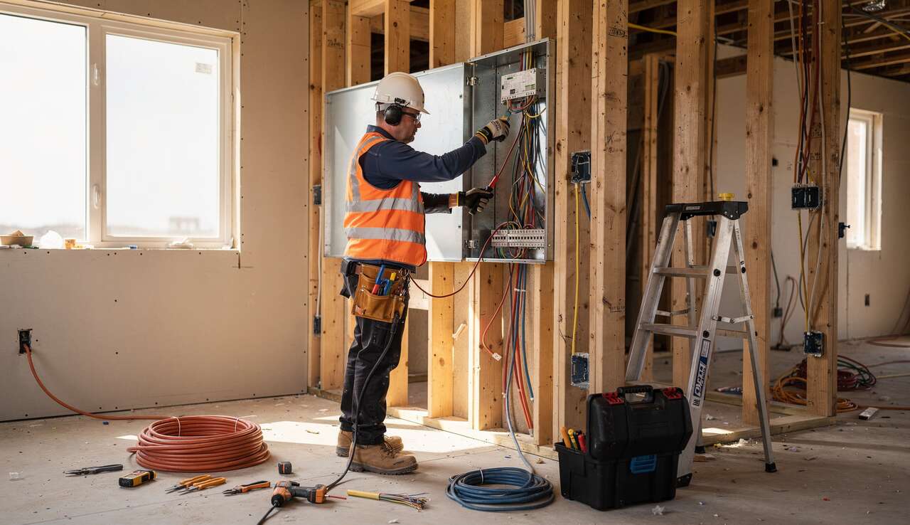 Que fait un électricien lors d'une nouvelle installation électrique ?