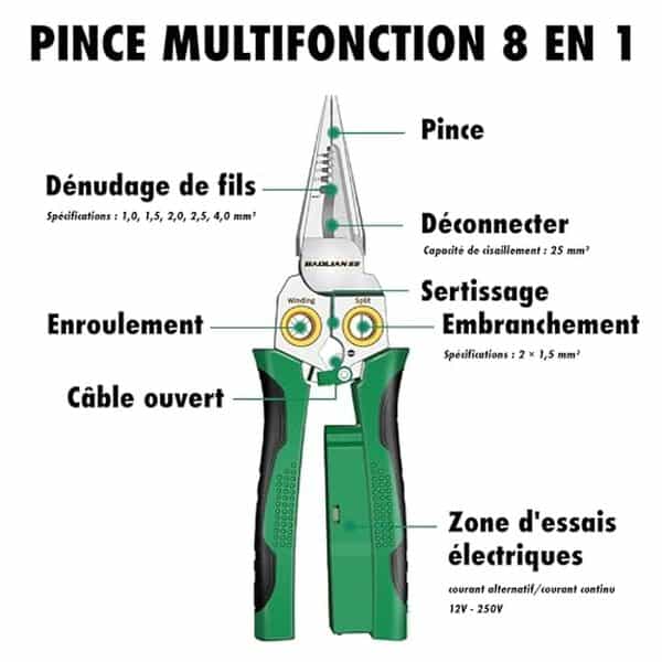Découvrez notre test complet de la pince à dénuder 8 en 1 avec fonction de test de tension : caractéristiques, performances et avis d'expert pour choisir le meilleur outil électricien. 