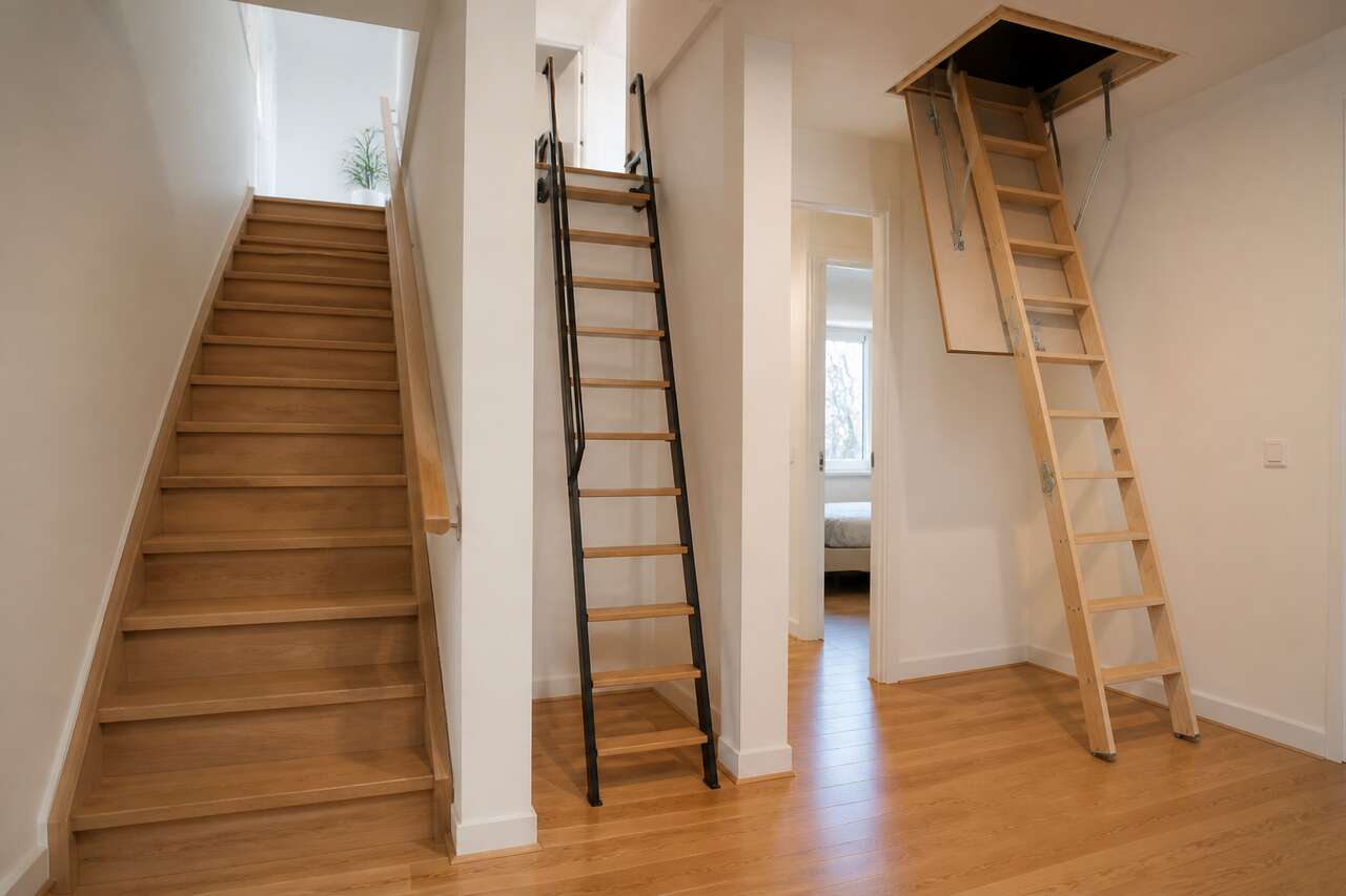 Différences entre escalier standard, échelle de meunier et escalier escamotable