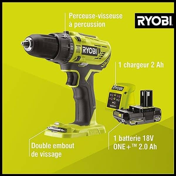 Découvrez notre test détaillé de la perceuse-visseuse à percussion Ryobi 18V R18PD32-1C20G : performances, avantages et verdict d'utilisation.